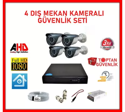 2 MP AHD 4 DIŞ MEKAN KAMERALI GÜVENLİK SETİ ARNA-7124 500 GB HDD DAHİL