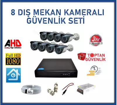 2 MP AHD 8 DIŞ MEKAN KAMERALI GÜVENLİK SETİ ARNA-7128