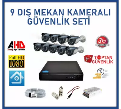 2 MP AHD 9 DIŞ MEKAN KAMERALI GÜVENLİK SETİ ARNA-7129