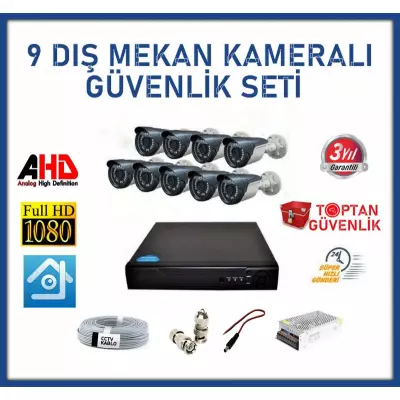 2 MP AHD 9 DIŞ MEKAN KAMERALI GÜVENLİK SETİ ARNA-7129