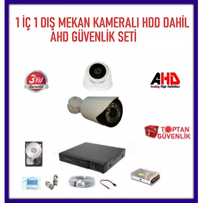 2 MP 1080P 1 İç Mekan 1 Dış Mekan Kameralı Ahd HDD DAHİL Güvenlik Seti ARNA-7522