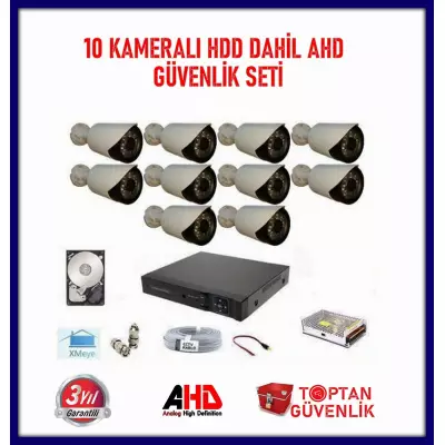 2MP 1080P 10 Kameralı Ahd Güvenlik Seti 1 TB Harddisk Dahil ARNA-7410