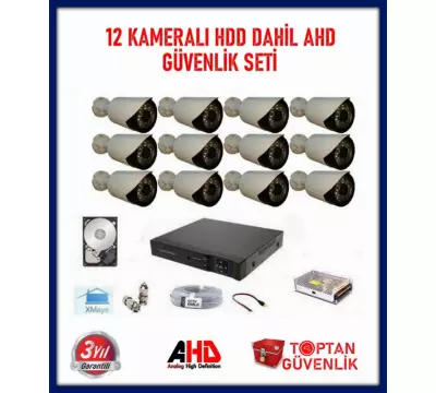 2MP 1080P 12 Kameralı Ahd Güvenlik Seti 1 TB Harddisk Dahil ARNA-7412