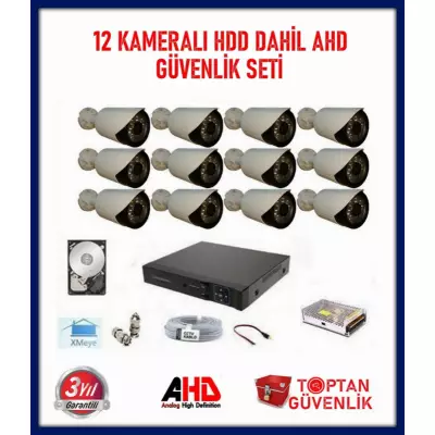 2MP 1080P 12 Kameralı Ahd Güvenlik Seti 1 TB Harddisk Dahil ARNA-7412