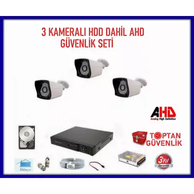 2 MP 1080P 3 KAMERALI AHD GÜVENLİK SETİ 320 GB HARDDİSK DAHİL ARNA-7323