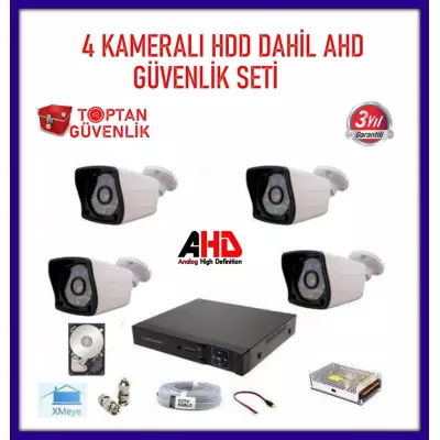 2 MP 1080P 4 KAMERALI AHD GÜVENLİK SETİ 500 GB HARDDİSK DAHİL ARNA-7324