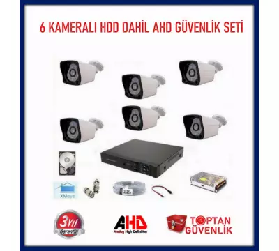 2MP 1080P 6 KAMERALI AHD GÜVENLİK SETİ 500 GB HARDDİSK DAHİL ARNA-7326