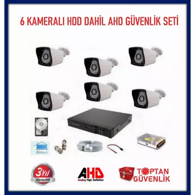 2MP 1080P 6 KAMERALI AHD GÜVENLİK SETİ 500 GB HARDDİSK DAHİL ARNA-7326