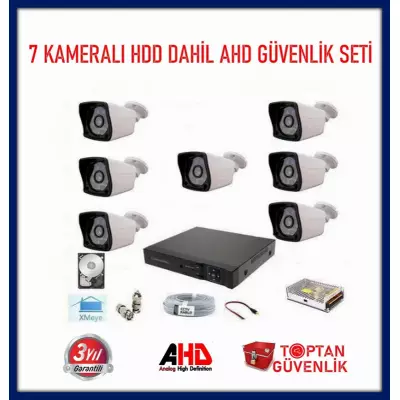 2MP 1080P 7 KAMERALI AHD GÜVENLİK SETİ 500 GB HARDDİSK DAHİL ARNA-7327