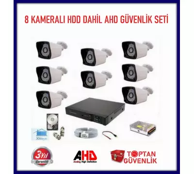 2MP 1080P 8 KAMERALI AHD GÜVENLİK SETİ 500 GB HARDDİSK DAHİL ARNA-7328