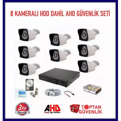 2MP 1080P 8 KAMERALI AHD GÜVENLİK SETİ 500 GB HARDDİSK DAHİL ARNA-7328