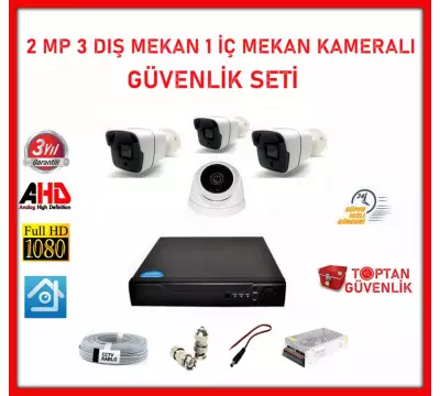 2MP 1080P 3 Dış Mekan 1 İç Mekan Kameralı Ahd Güvenlik Seti  ARNA-7231