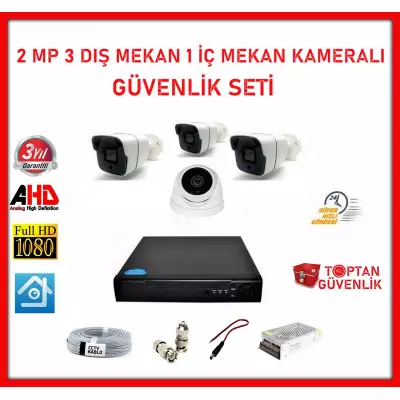 2MP 1080P 3 Dış Mekan 1 İç Mekan Kameralı Ahd Güvenlik Seti  ARNA-7231