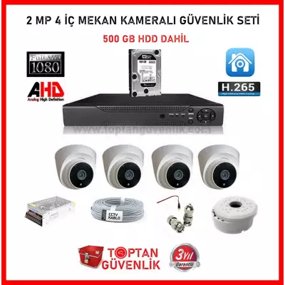 2 MP 4 İç Mekan Kameralı 500 GB Güvenlik Hard diski Dahil Ahd Dome Güvenlik Seti ARNA-7224