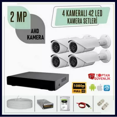 2 MP 1080P FULL HD 4 Metal Kasa Kameralı Ahd Güvenlik Seti ARNA-7464