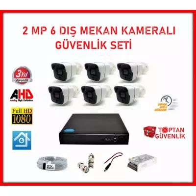 2MP 1080P 6 Dış Mekan Kameralı Ahd Güvenlik Seti ARNA-7146