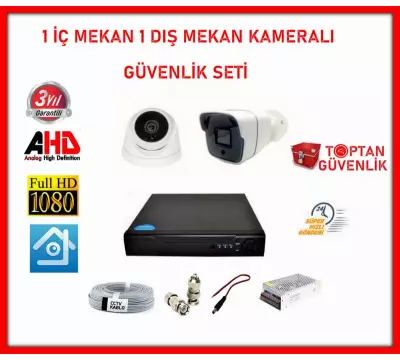 2 MP 1080P 1 İç Mekan 1 Dış Mekan Kameralı Ahd Güvenlik Seti ARNA-7242