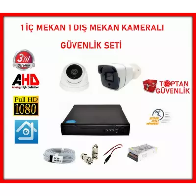 2 MP 1080P 1 İç Mekan 1 Dış Mekan Kameralı Ahd Güvenlik Seti ARNA-7242