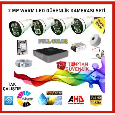 2 MP WARM LED 4 DIŞ MEKAN KAMERALI 500 GB HDD DAHİL GÜVENLİK SETİ ARNA-7425