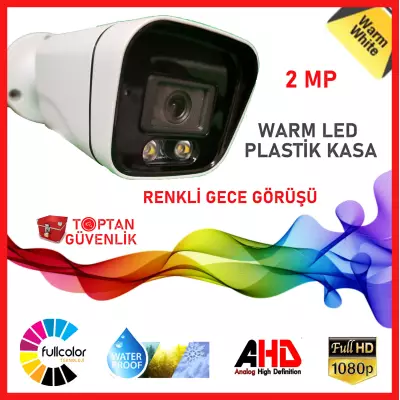 2 Mp 1080p 2 Array Led Renkli Gece Görüşlü Warm Led  Plastik Bullet Kamera ARNA-2102