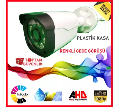 8 ATOM LED RENKLİ GECE GÖRÜŞLÜ WARM LED PLASTİK KASA BULLET GÜVENLİK KAMERASI ARNA-2822