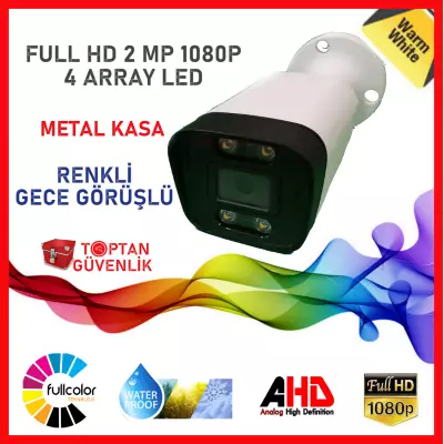 Full Hd 2 Mp 1080p 4 Array Led Renkli Gece Görüşlü Warm Led Metal Bullet Kamera ARNA-2204