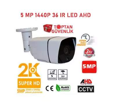 5 mp Ahd Ir Cam 3.6mm 36 Led Ahd Metal Kasa Güvenlik Kamerası ARNA-2125