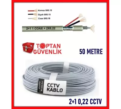 2+1 50 Metre 0.22 CCTV Kamera Kablosu ARNA-5022