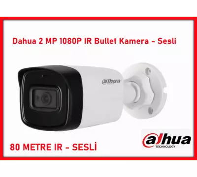 Dahua 2 MP 1080P IR Bullet HDCVI Sesli Kamera 80 Mt. HAC-HFW1200TLP-A-0360B-S4