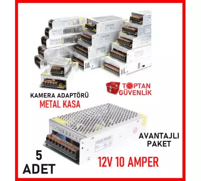 Cortex 12V 10 Amper Metal Kasa Kamera Adaptörü 5 Adet Avantajlı Paket