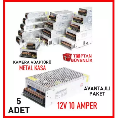 Cortex 12V 10 Amper Metal Kasa Kamera Adaptörü 5 Adet Avantajlı Paket