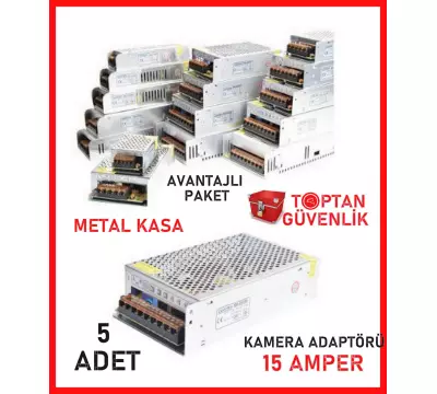 Cortex 12V 15 Amper Metal Kasa Kamera Adaptörü 5'li Ekonomik Paket