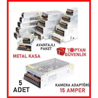 Cortex 12V 15 Amper Metal Kasa Kamera Adaptörü 5'li Ekonomik Paket