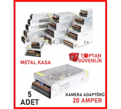 Cortex 12V 20 Amper Metal Kasa Kamera Adaptörü 5 Adet Ekonomik Paket