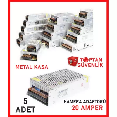 Cortex 12V 20 Amper Metal Kasa Kamera Adaptörü 5 Adet Ekonomik Paket