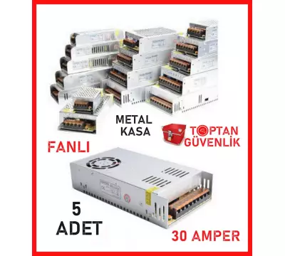 Cortex 12V 30 Amper Fanlı Metal Kasa Kamera Adaptörü 5 Adet Ekonomik Paket