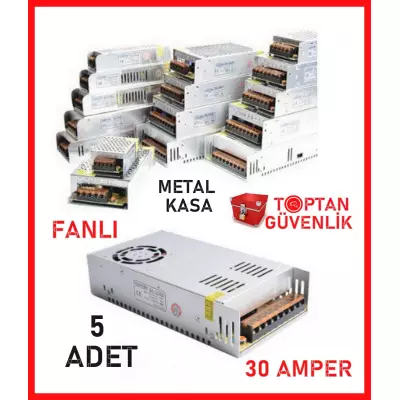 Cortex 12V 30 Amper Fanlı Metal Kasa Kamera Adaptörü 5 Adet Ekonomik Paket