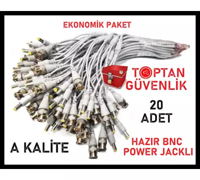 HAZIR BNC VE POWER JACKLI KABLO ARNA-6104 A KALİTE EKONOMİK 20'Lİ PAKET