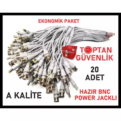 HAZIR BNC VE POWER JACKLI KABLO ARNA-6104 A KALİTE EKONOMİK 20'Lİ PAKET