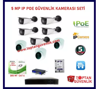 5 Dış Mekan 3 İç Mekan Sesli Dome Kameralı 2 TB HDD DAHİL Ip POE Güvenlik Kamerası Sistemi ARNA-8368