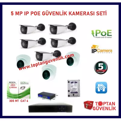 5 Dış Mekan 3 İç Mekan Sesli Dome Kameralı 2 TB HDD DAHİL Ip POE Güvenlik Kamerası Sistemi ARNA-8368