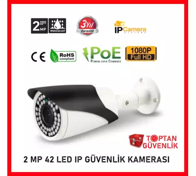 1080P 2MP HD POE IP BULLET KAMERA 42 IR LED METAL KASA ARNA-1142