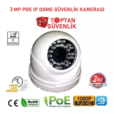 3 MP 1080P 30 LED IP POE GÜVENLİK KAMERASI ARNA-1033