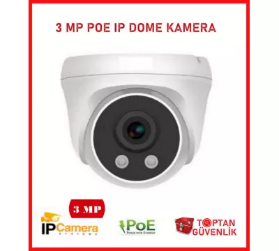 3 MP POE IP DOME İÇ MEKAN GÜVENLİK KAMERASI 2 ARRAY LED ARNA-1032