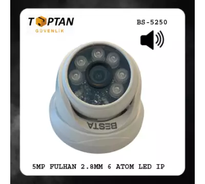 BESTA 5MP Fulhan 6 IR Led 2.8mm İp poe Dahili Mikrofonlu Dome Kamera BS-5250