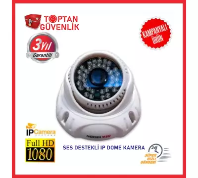 2 MP 1080P SES DESTEKLİ IP DOME GÜVENLİK KAMERASI ARNA-1620