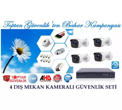 2 MP 4 DIŞ MEKAN KAMERALI AHD GÜVENLİK SETİ ARNA-7034