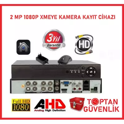 2 MP 8 KANAL 1080N Xmeye  Ahd Hibrit 5IN1 HİBRİT H265 Kamera Kayıt Cihazı ARNA-4082