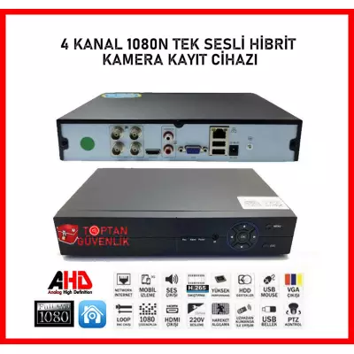 4 Kanal Ahd 1080N Tek Sesli Hibrit Dvr Metal Kasa Xmeye Kamera Kayıt Cihazı H265+ ARNA-4142