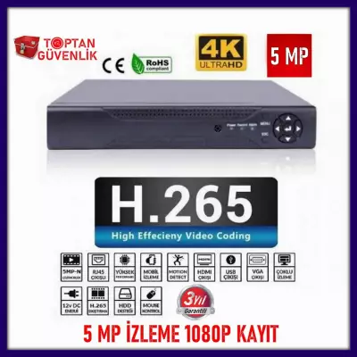 5 MP 4 KANAL  Xmeye  Ahd Hibrit 5IN1 HİBRİT H265+ Kamera Kayıt Cihazı ARNA-4004